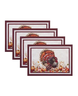 Elrene Autumn Heritage Turkey Engineered Placemats, Set of 4, 13" x 19"