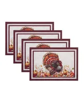 Elrene Autumn Heritage Turkey Engineered Placemats, Set of 4, 13" x 19"