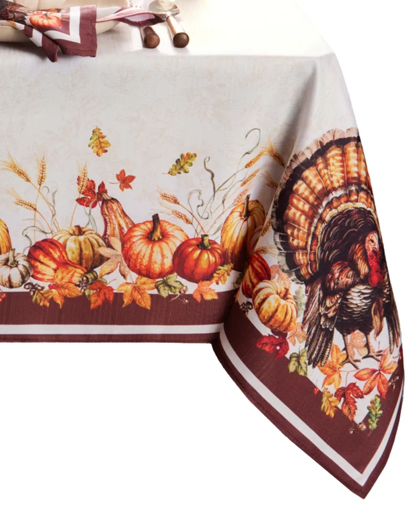 Elrene Autumn Heritage Turkey Engineered Tablecloth