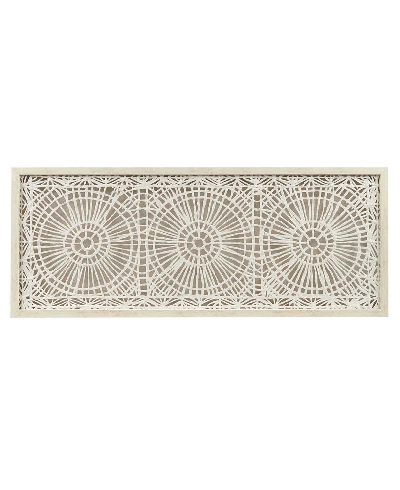 Ink+Ivy Henna 40" x 16" x 1" Framed Medallion Rice Paper Shadow Box Wall Decor - Off