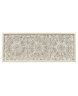 Ink+Ivy Henna 40" x 16" x 1" Framed Medallion Rice Paper Shadow Box Wall Decor - Off