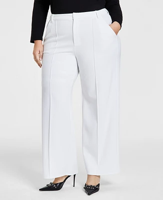 Bar Iii Trendy Plus High-Rise Wide-Leg Ponte-Knit Pants