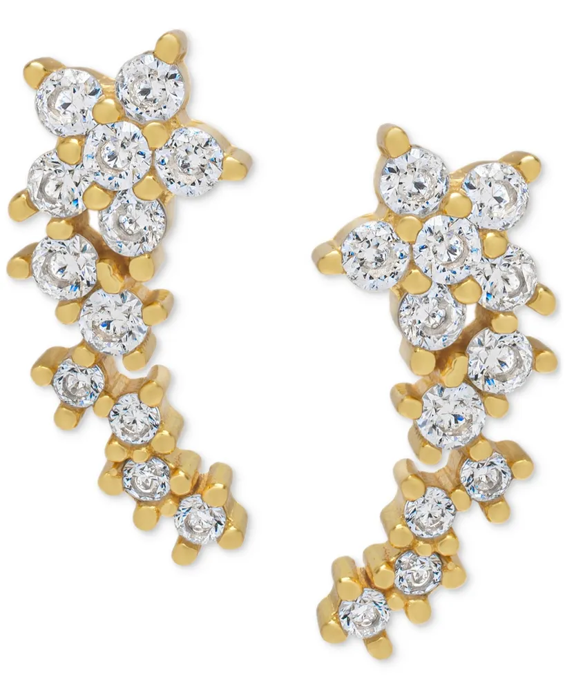 Lab-Grown White Sapphire Star Cluster Ear Climbers (1 ct. t.w.) in 14k Gold-Plated Sterling Silver