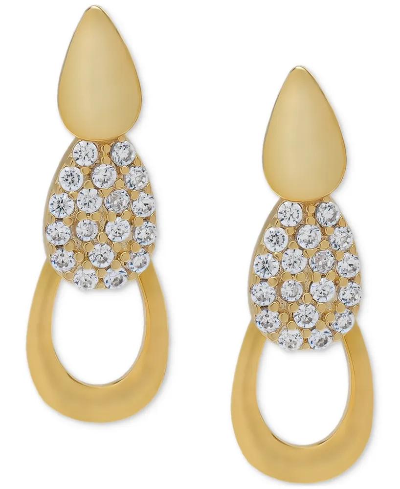 Lab-Grown White Sapphire Cluster Pear Drop Earrings (1/3 ct. t.w.) in 14k Gold-Plated Sterling Silver