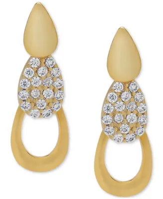 Lab-Grown White Sapphire Cluster Pear Drop Earrings (1/3 ct. t.w.) in 14k Gold-Plated Sterling Silver