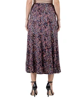 24seven Comfort Apparel Women's Abstract Floral A-Line Maxi Skirt