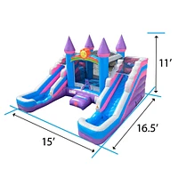 Pogo Bounce House Inflatable Bounce House and Double Slide Combo Unit (Without Blower