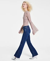 Guess Women's Whiskered Faded-Front Bootcut Denim Jeans