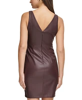 Guess Women's Faux-Leather Faux-Wrap Sheath Dress