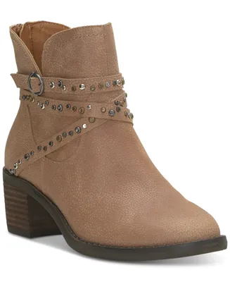 Lucky Brand Women's Callam Studded Strap Block-Heel Booties