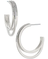 Eliot Danori 18k Gold-Plated Medium Pave Triple-Row C-Hoop Earrings, 1.12", Created for Macy's