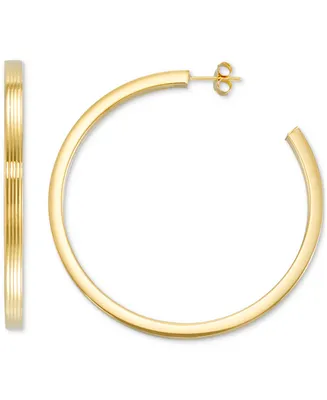 Textured C-Hoop Earrings 14k Gold Vermeil over Sterling Silver, 2-1/4" (Also Silver)