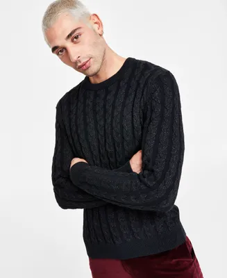 I.n.c. International Concepts Men's Regular-Fit Cable-Knit Crewneck Sweater, Created for Macy's