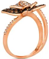 Le Vian Chocolate Diamond & Nude Diamond Double Butterfly Statement Ring (7/8 ct. t.w.) in 14k Rose Gold