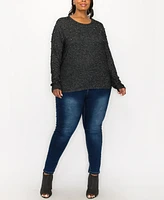 Coin 1804 Plus Cozy Long Sleeve Pullover Top with Gunmetal Studs