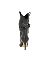 Guess Women's Benisa Pointy Toe Western Heeled Scrunch Booties - Black Croco