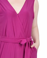 Ny Collection Petite Sleeveless Belted Jumpsuit