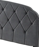 Best Master Furniture Yumi 50" Velvet Tufted Queen Bed