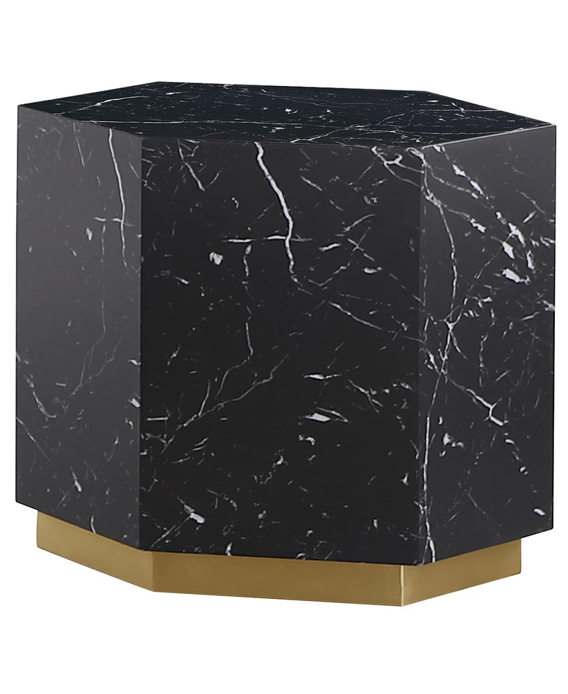 Best Master Furniture Zhuri 20" Faux Marble Hexagon End Table