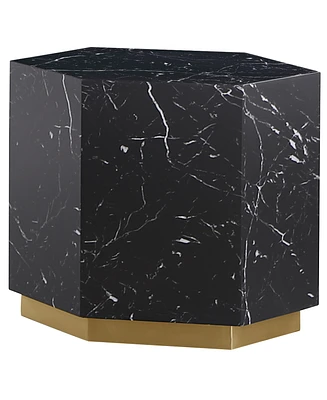 Best Master Furniture Zhuri 20" Faux Marble Hexagon End Table