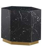 Best Master Furniture Zhuri 20" Faux Marble Hexagon End Table