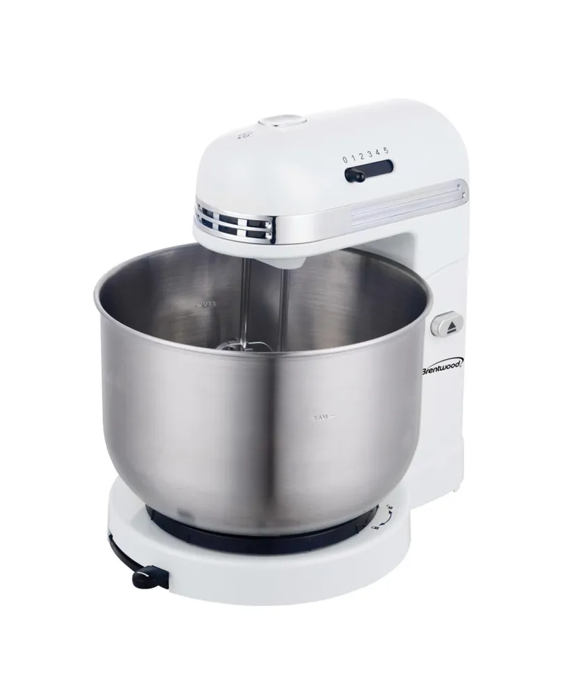 Brentwood Appliances Brentwood 5 Speed Stand Mixer with 3.5 Quart Stainless Steel Mixing Bowl in White