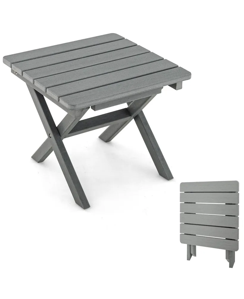 Costway Outdoor Folding Side Table Weather-Resistant Hdpe Adirondack Table