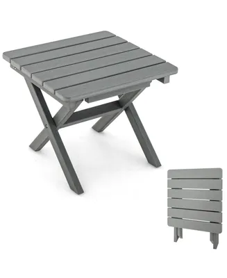 Costway Outdoor Folding Side Table Weather-Resistant Hdpe Adirondack Table