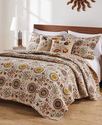 Greenland Home Fashions Andorra Cotton Reversible 4 Piece Quilt Set, Twin/Twin Xl
