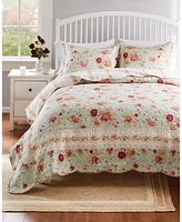 Greenland Home Fashions Antique Rose 100% Cotton Reversible Piece Quilt Set