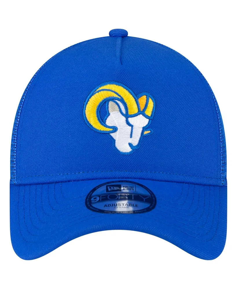 Men's New Era Royal Los Angeles Rams A-Frame Trucker 9FORTY Adjustable Hat