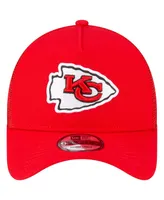 Men's New Era Red Kansas City Chiefs A-Frame Trucker 9FORTY Adjustable Hat