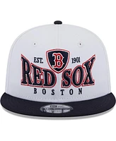 Men's New Era White, Navy Boston Red Sox Crest 9FIFTY Snapback Hat