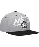 Men's Mitchell & Ness Gray, Black Brooklyn Nets Hardwood Classics Soul Transcript Snapback Hat