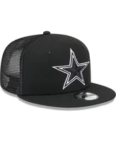 Big Boys and Girls New Era Black Dallas Cowboys Main B-Dub 9FIFTY Trucker Adjustable Hat