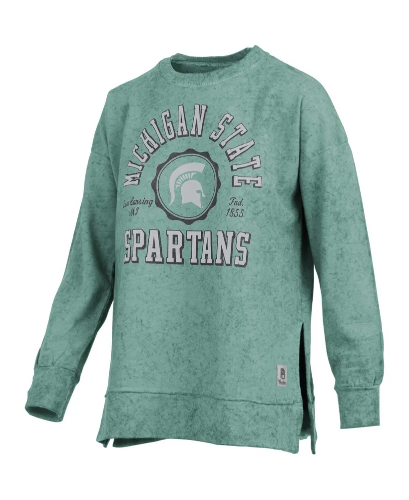 Women's Pressbox Green Michigan State Spartans Sun Washed Bishop Pullover Sweatshirt