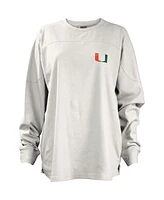 Women's Pressbox White Miami Hurricanes Pennant Stack Oversized Long Sleeve T-shirt