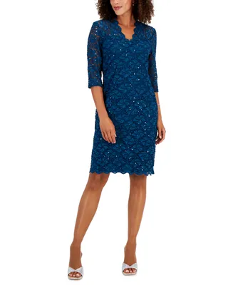 Connected Women's 3/4-Sleeve Lace Sheath Dress