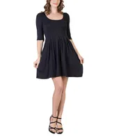 24seven Comfort Apparel Women's Three Quarter Sleeve Mini Dress