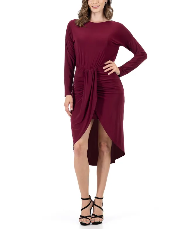 24seven Comfort Apparel Women's Long Sleeve Knee Length Dress