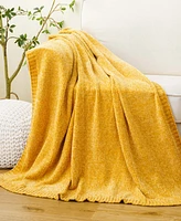 Battilo Lifestyle Solid Woven Micro Chenille Throw, 51" x 67"
