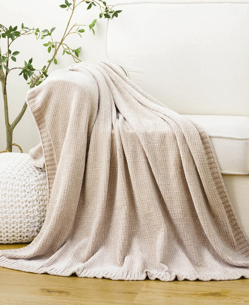 Battilo Lifestyle Solid Woven Micro Chenille Throw, 51" x 67"