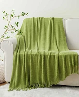 Battilo Classic Textured Ribbed Knit Throw, 50" x 60"