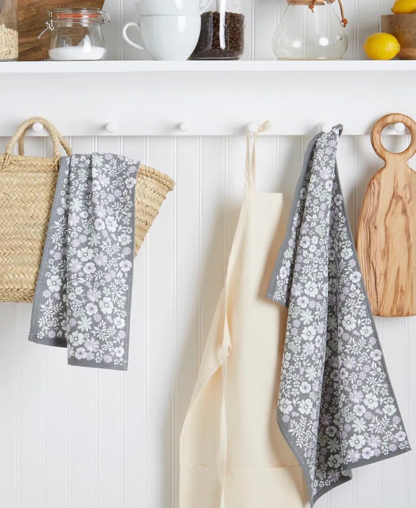 Martha Stewart Ditsy Floral Dual Purpose Kitchen Towel 2- Pack Set, 16" x 28"