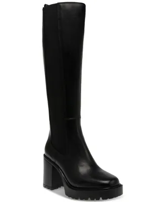 Steve Madden Women's Deegan Lug-Sole Knee-High Block-Heel Boots