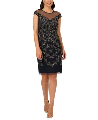 Papell Studio Women's Round-Neck Embellished Sheath Dress