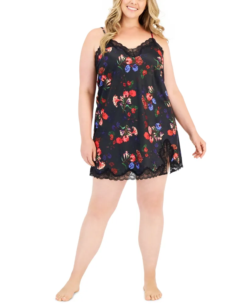 I.n.c. International Concepts Plus Size Floral Chemise, Created for Macy's