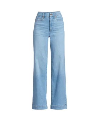 Lands' End Tall Recover High Rise Wide Leg Blue Jeans