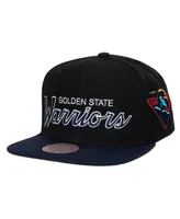 Men's Mitchell & Ness Black Golden State Warriors Hardwood Classics Mvp Team Script 2.0 Snapback Hat