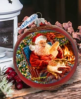 Designocracy House Warming Santa Large Holiday Glass Collectible Ornaments D. Gelsinger